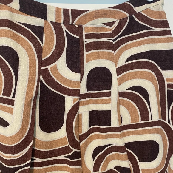 Banana Republic Linen Brown, Tan, and Cream Patterned Skirt - Picture 3 of 8